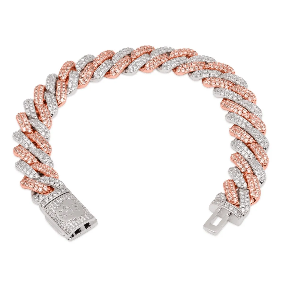 12mm Rose Gold Iced Diamond-Cut Miami Cuban Link Bracelet