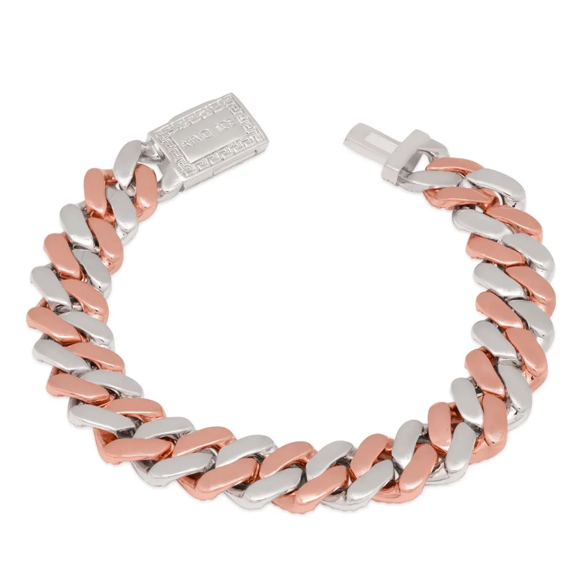 12mm Rose Gold Iced Diamond-Cut Miami Cuban Link Bracelet