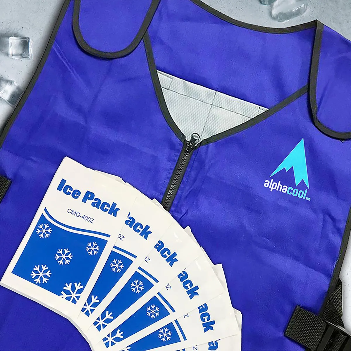 AlphaCool Arctic Cooling Ice Vest with Self-Fill Reusable Ice Packs