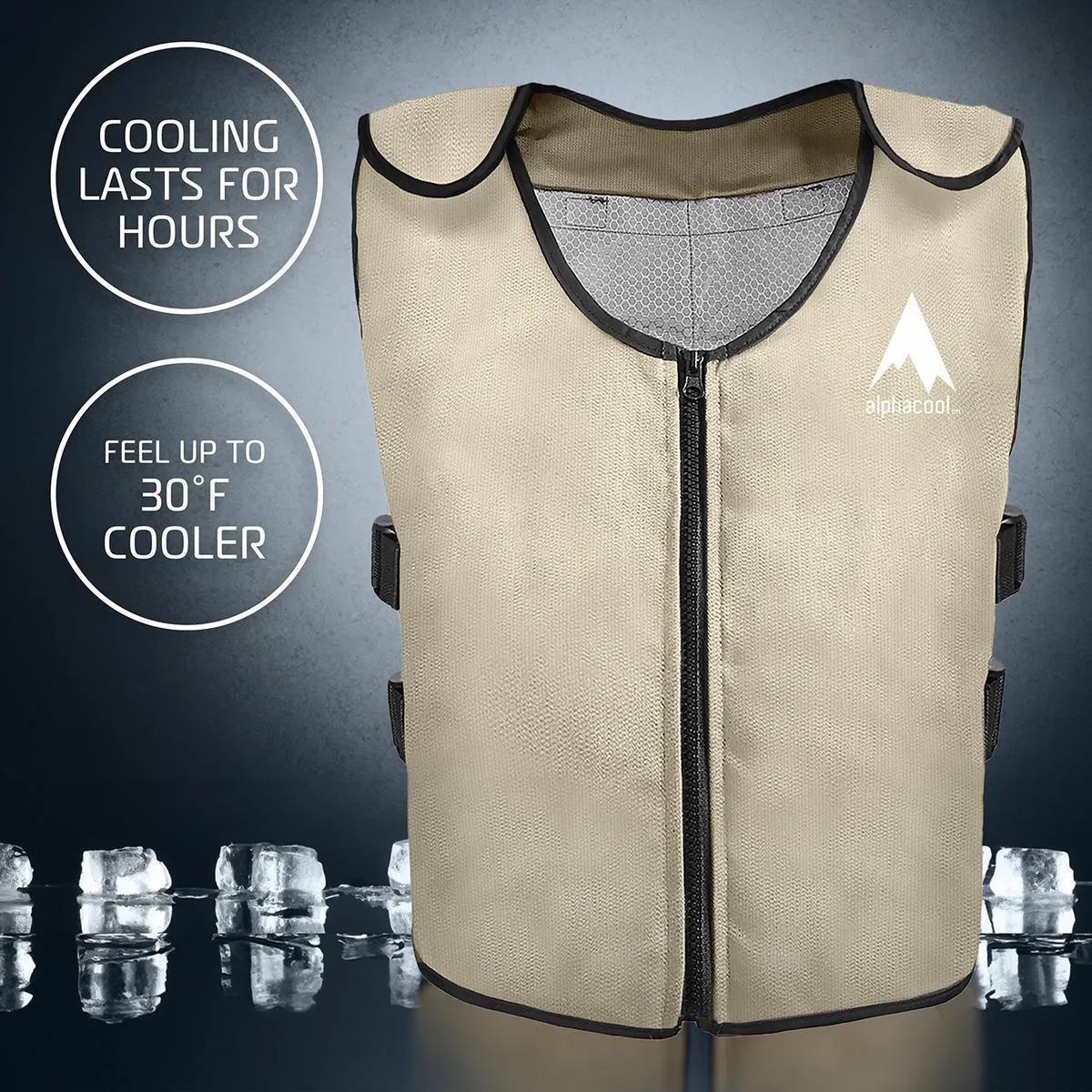 AlphaCool Arctic Cooling Ice Vest with Self-Fill Reusable Ice Packs