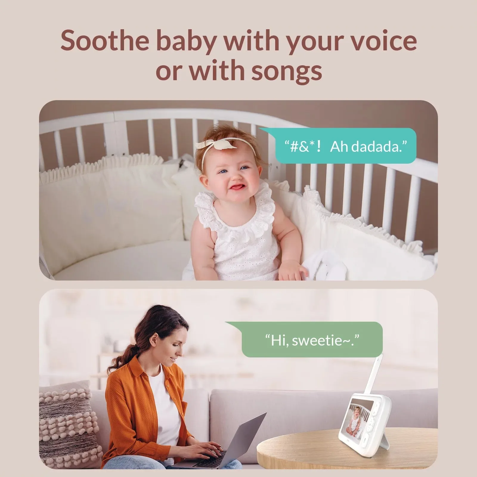 Baby Monitor with Camera and Audio,  Peekababy 1080P HD 5" Video Monitors Security Cameras