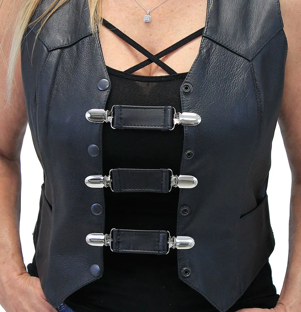 Black Leather Vest Extender with Clips Set of 3 #VC2010CK