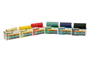 CanDo Latex Free Exercise Band - 6 yard rolls, 5-piece set (1 each: yellow, red, green, blue, black)