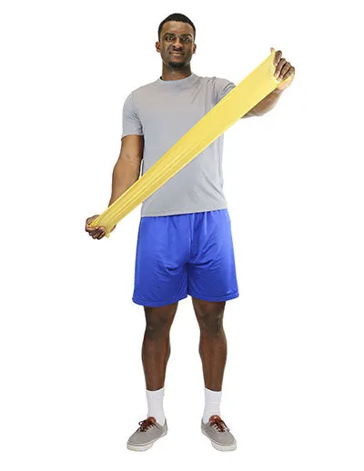 CanDo Low Powder Exercise Band - box of 30, 5' length - Yellow - x-light