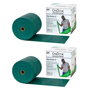 CanDo Low Powder Exercise Band - Twin-Pak - 100 yard (2 x 50 yard rolls) - Green - medium