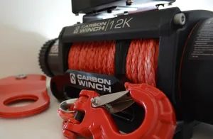 Carbon Winches 24m x 10mm Red Synthetic Rope Spliced with thimble