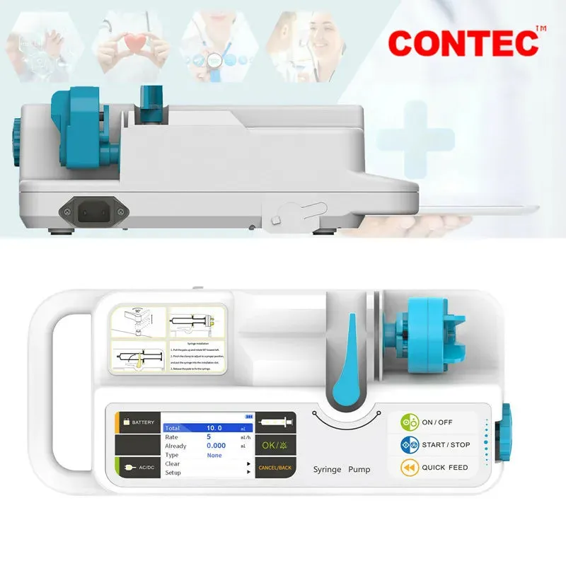 CONTEC Brand Syringe Pump SP950 LCD Real-Time Alarm Rechargable Battery For Human Or Veterinary Use