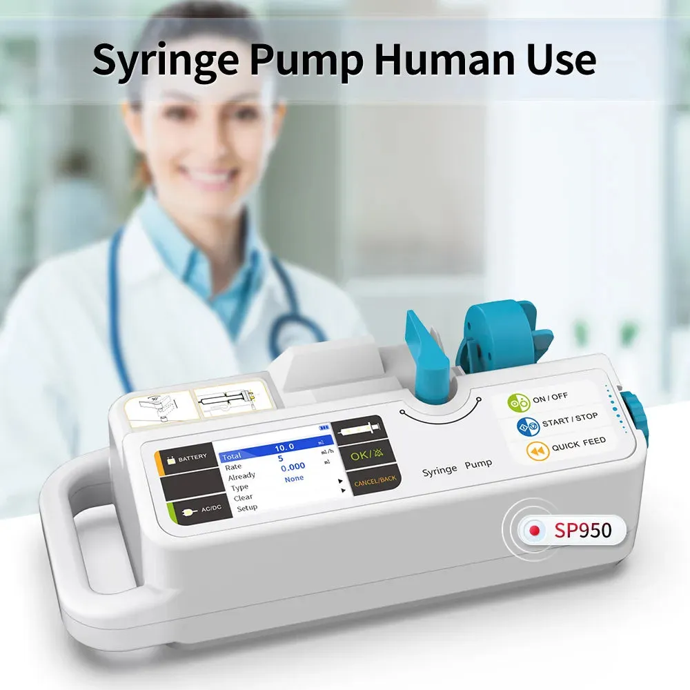 CONTEC Brand Syringe Pump SP950 LCD Real-Time Alarm Rechargable Battery For Human Or Veterinary Use