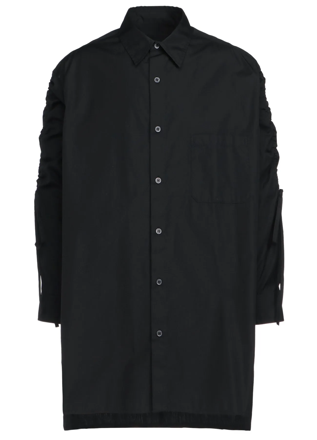 COTTON BROAD CLOTH OVERSIZED SHIRT WITH GATHERED STRINGS