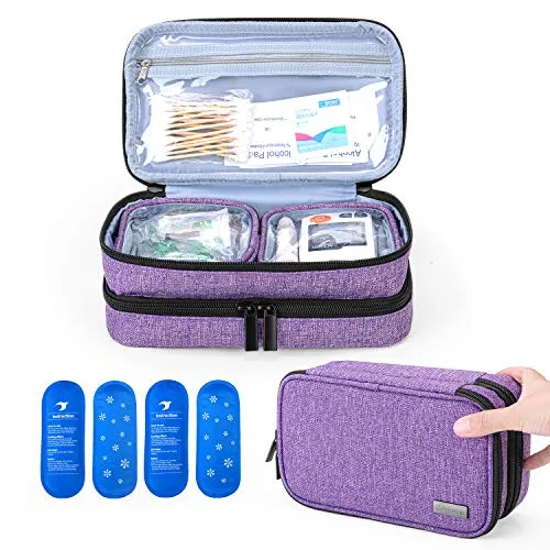 Diabetic Insulin Cooler Travel Case with 4 Ice Packs