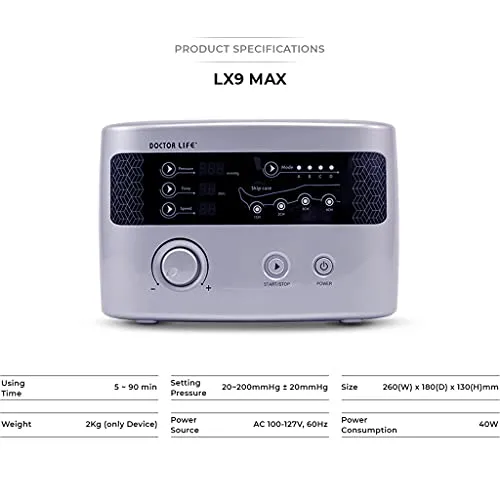 DOCTOR LIFE LX9max Sequential Air Compression Recovery System : Pump   Boots (XXL)   Extension zippers (for XXL)