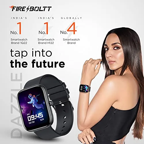 Fire-Boltt Dazzle Smart Watch Borderless Full Touch 1.69” Display, 60 Sports Modes (Swimming) with IP68 Rating, Sp02 Tracking, Over 100 Cloud Based Watch Faces (Black)