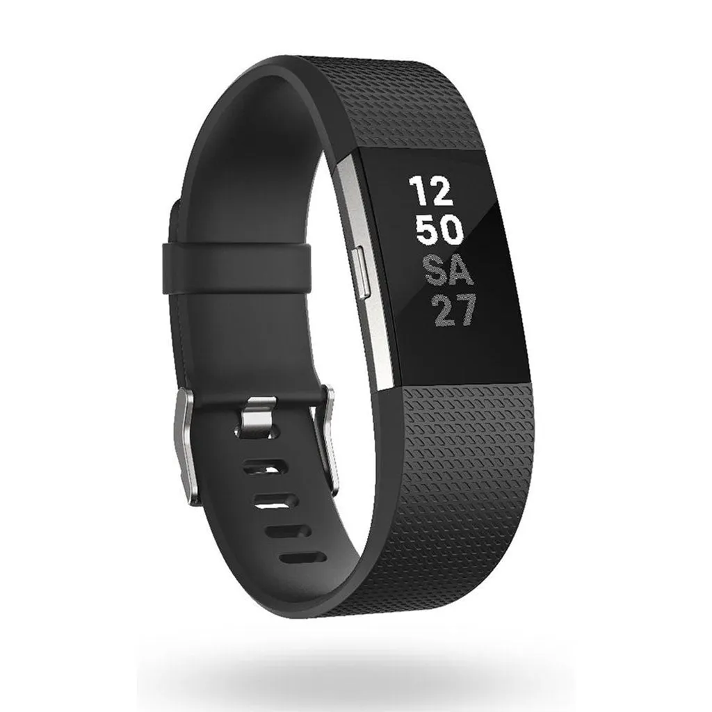 Fitbit Black Charge 2 Heart Rate   Fitness Wristband-Large (WITH LOGO)