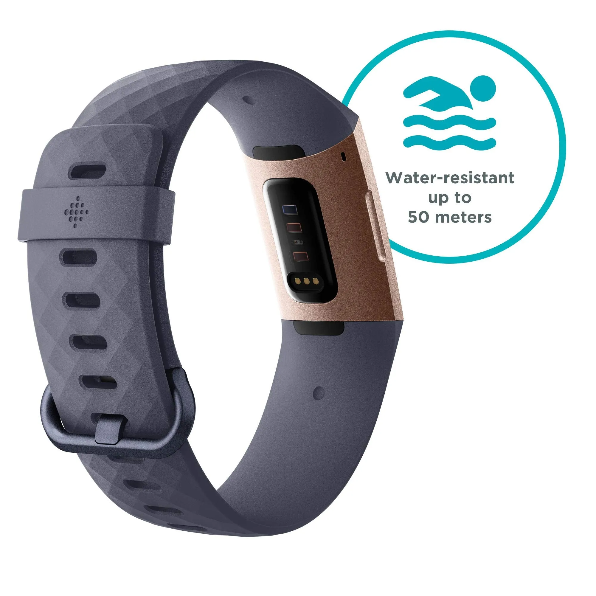 Fitbit Charge 3 Advanced Fitness Tracker with Heart Rate, Swim Tracking & 7 Day Battery - Rose-Gold/Grey, One Size