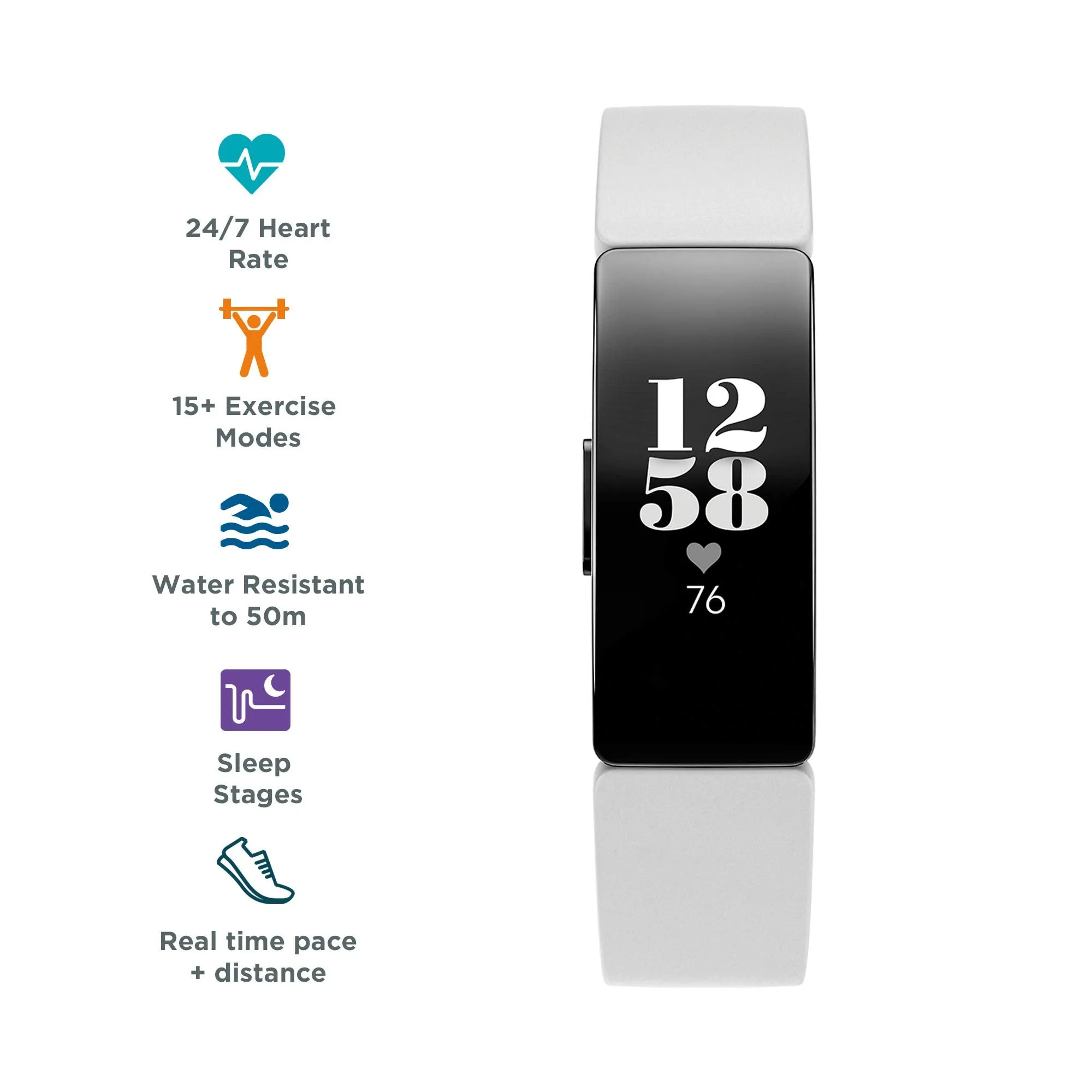 Fitbit Inspire HR Health & Fitness Tracker with Auto-Exercise Recognition, 5 Day Battery, Sleep & Swim Tracking, White/Black