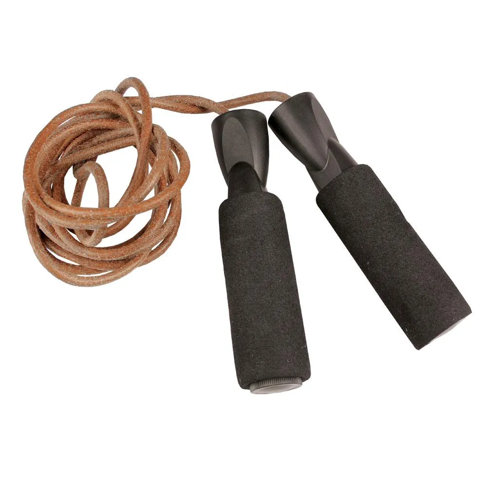 Fitness Mad 3m Pro Leather Jump Rope - Brown