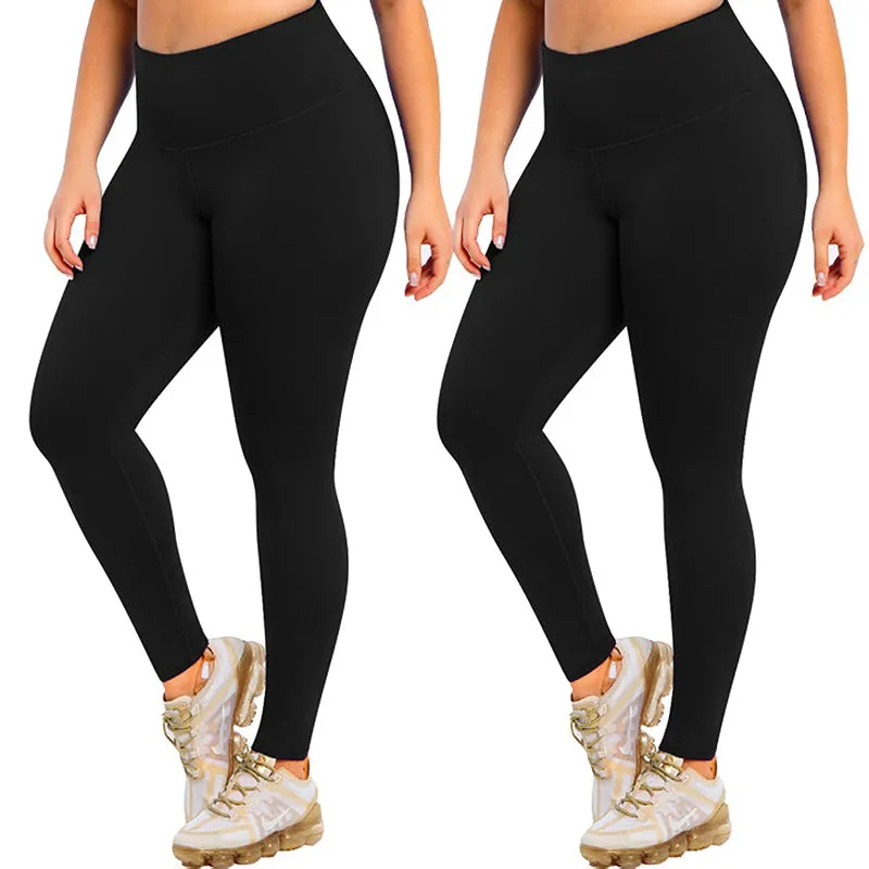 Fullsoft 2 Pack Plus Size Womens Leggings High Waisted Yoga Pants