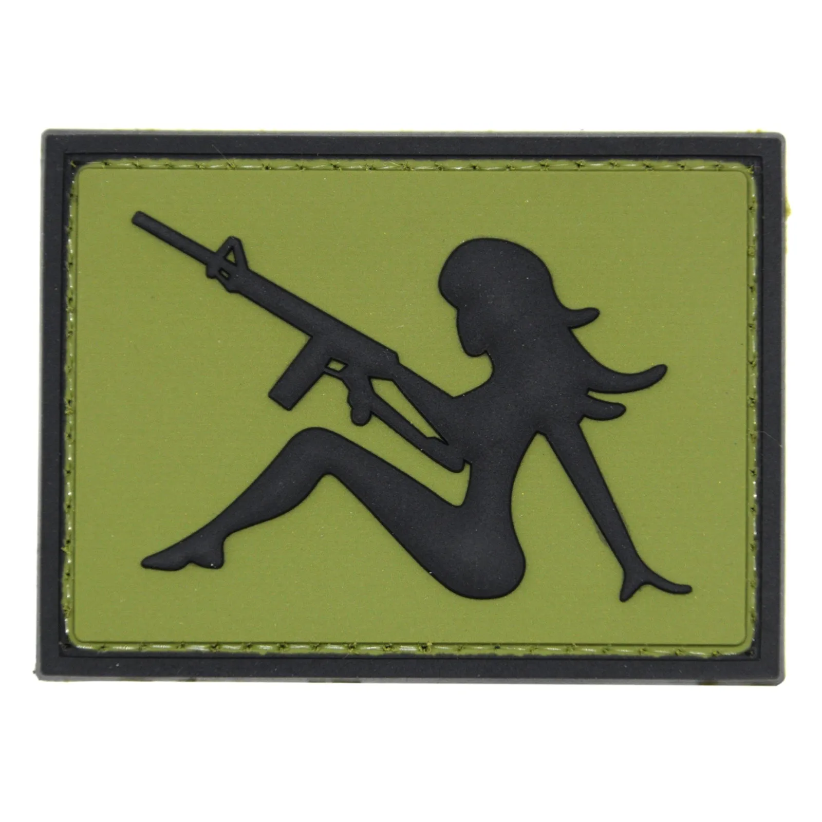 Girl with Rifle Facing Left Patch Green/Black