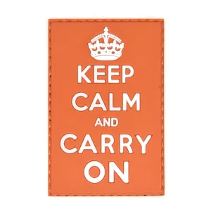 Keep Calm Carry On Patch Orange/White