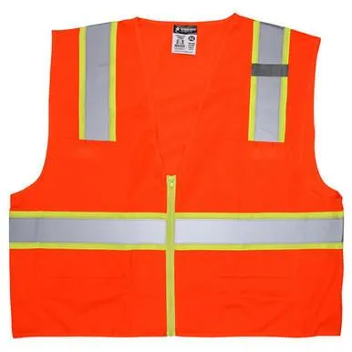 MCR Safety reflective stripe vest, zipper front, 6 pockets