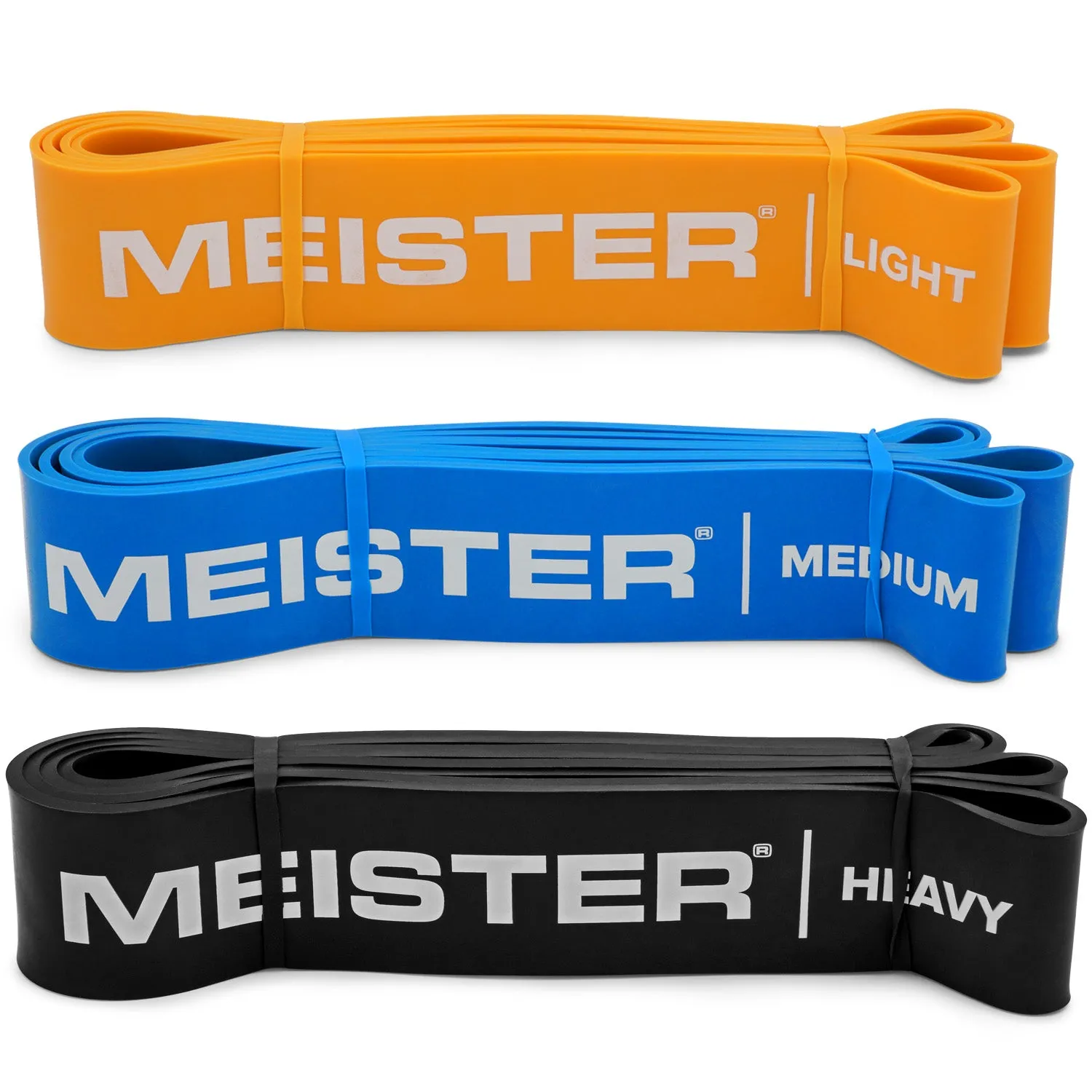 Meister X Band Comfort-Width 41" x 2" Resistance Bands - Medium 3 Band Set