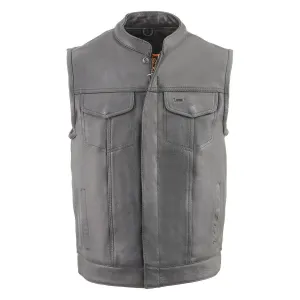 Milwaukee Leather Men's Black Cool-Tec Naked Leather Vest - Club Style Dual Closure Motorcycle Rider Vest MLM3514