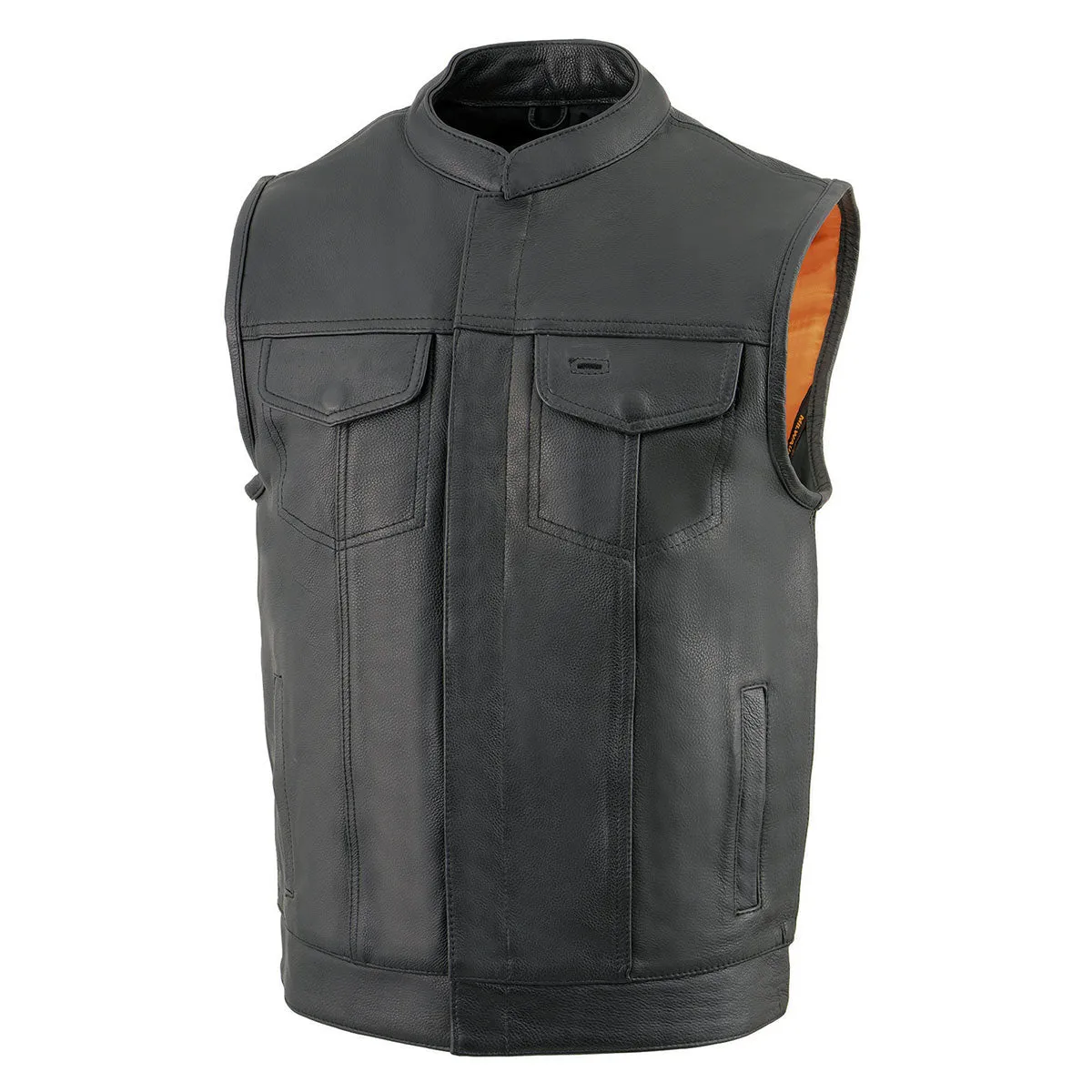 Milwaukee Leather Men's Black Cool-Tec Naked Leather Vest - Club Style Dual Closure Motorcycle Rider Vest MLM3514