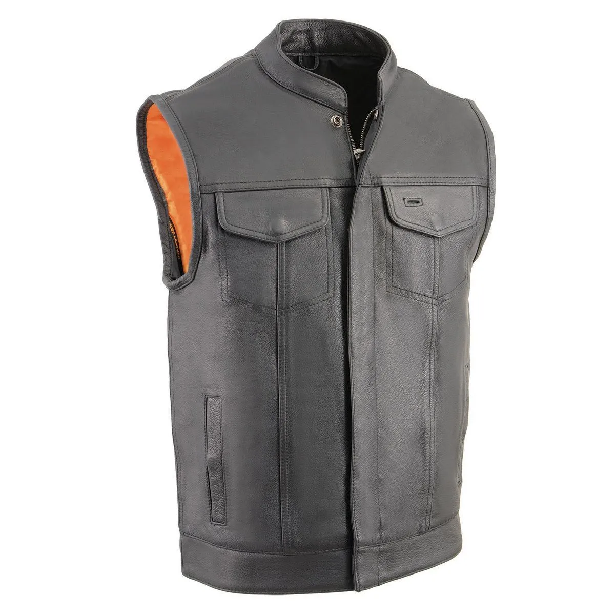 Milwaukee Leather Men's Black Cool-Tec Naked Leather Vest - Club Style Dual Closure Motorcycle Rider Vest MLM3514