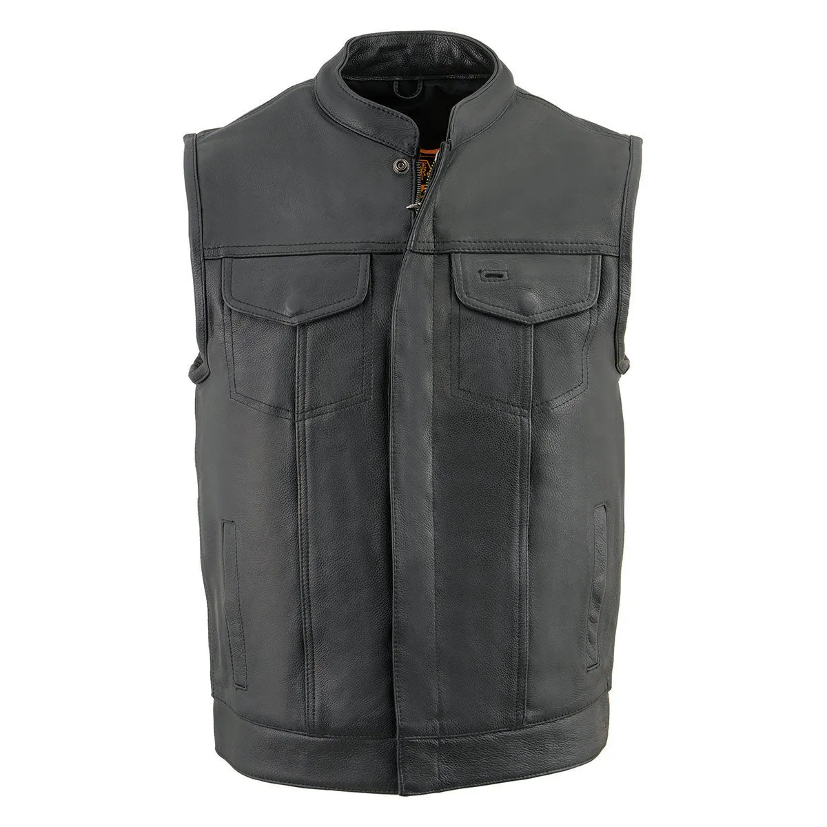 Milwaukee Leather Men's Black Cool-Tec Naked Leather Vest - Club Style Dual Closure Motorcycle Rider Vest MLM3514