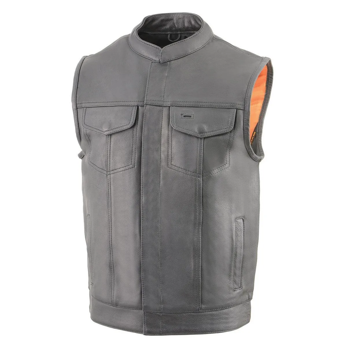 Milwaukee Leather Men's Black Cool-Tec Naked Leather Vest - Club Style Dual Closure Motorcycle Rider Vest MLM3514