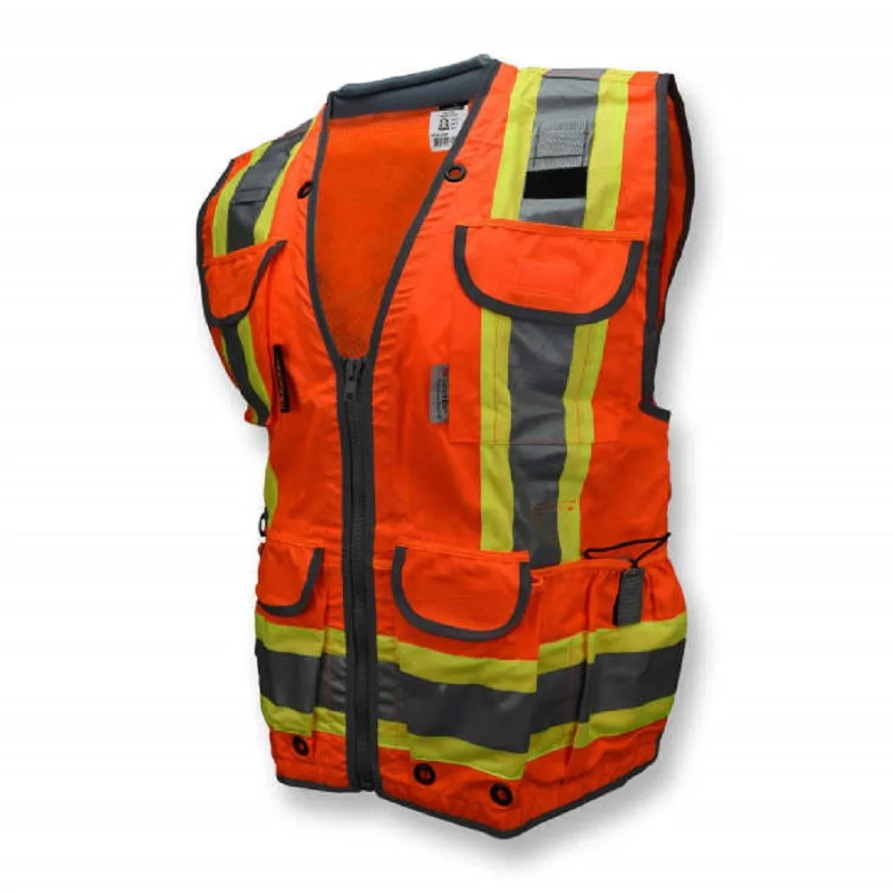 Radians SV55-2ZOD Class 2 Heavy Woven Two-Tone Engineer Vest, Hi-Vis Orange, 1 Each