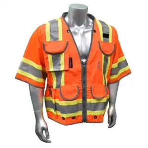 Radians SV55-3ZOD Class 3 Heavy Woven Two-Tone Engineer Vest, Hi-Vis Orange, 1 Each