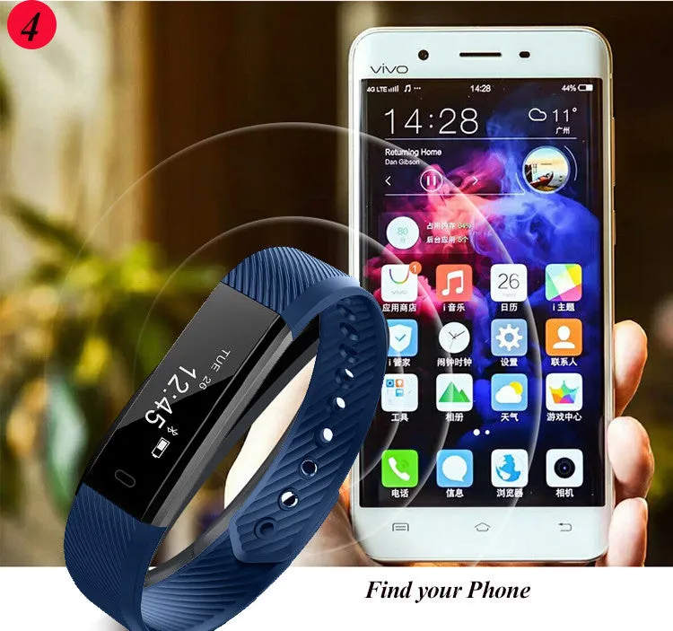 Smart Bracelet Fitness Tracker Step Counter Activity Monitor Band Alarm Clock Vibration Wristband for iphone Android phone