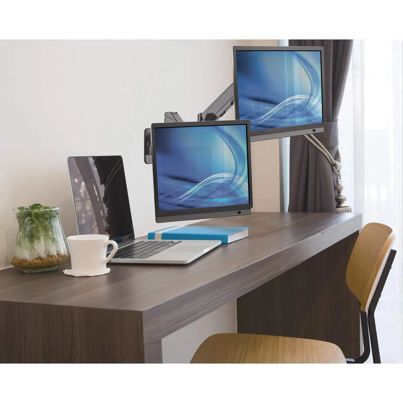 Universal Gas Spring Dual Monitor Wall Mount