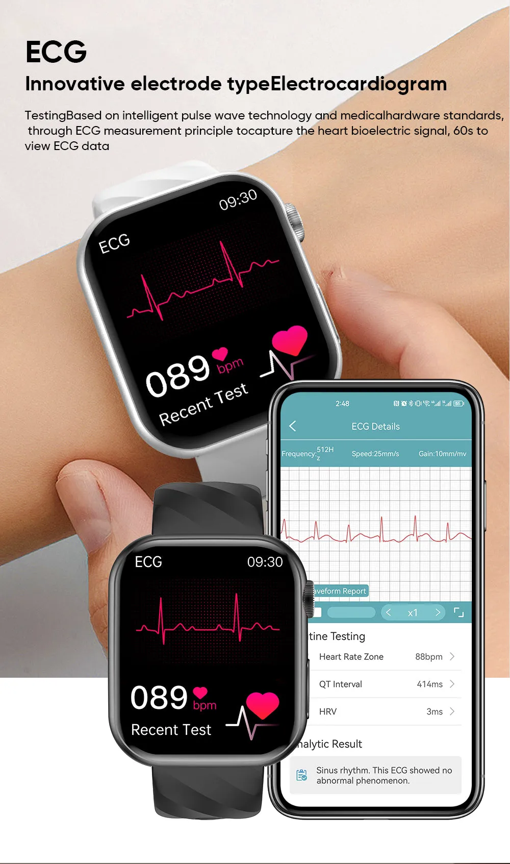 Vwar Fit3 Pro Health Smartwatch ECG PPG, Body Temperature, Non-invasive Blood Glucose 1.97" AMOLED Screen